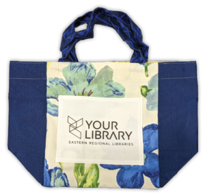 Image of Library Bag with blue floral pattern